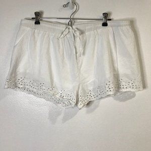 Lucky Brand White Cotton Gauze Shorts Womens Size XL Extra Large Eyelet Lace